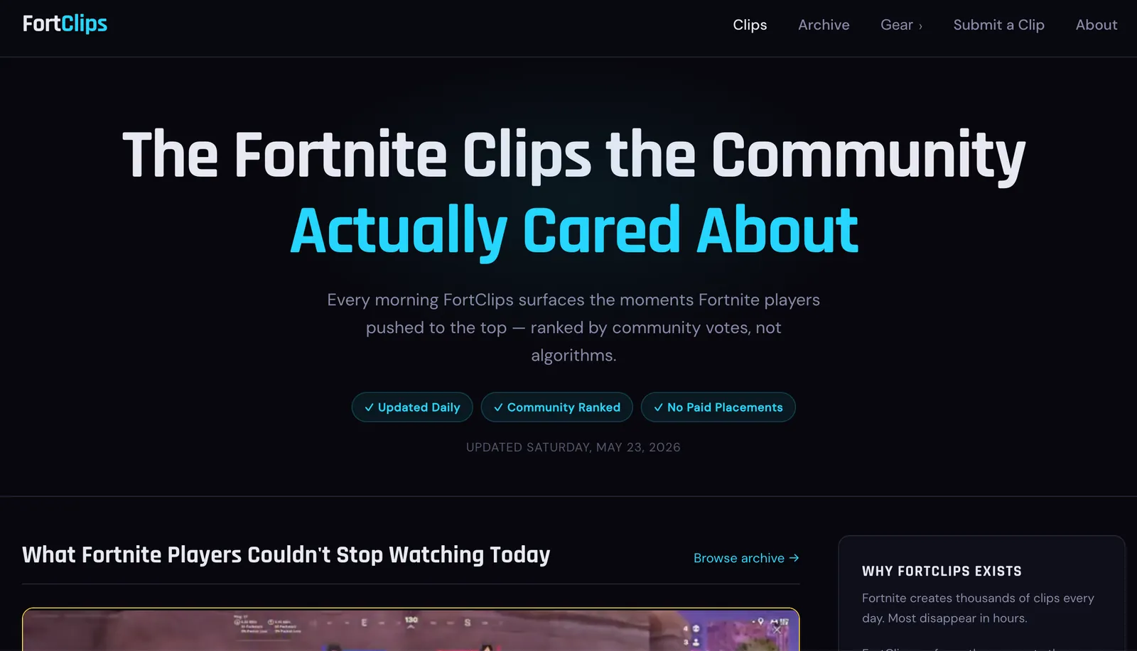 FortClips: a live visibility architecture example